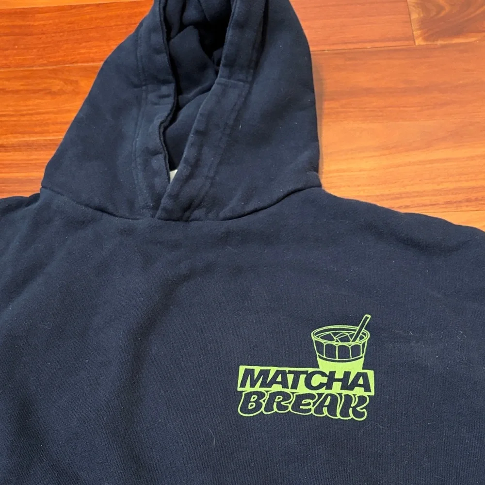 Match Navy Hoodie with Green Logo - Picture 2 of 4
